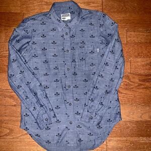 Mens Young Teen  Vans Button Down Size S Streetwear 100% Cotton Shirt